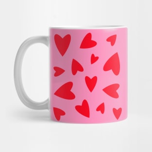 Red Love Hearts on Pink Mug